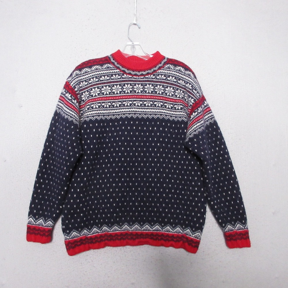 Vintage Lands End Sweater Fair Isle Wool Vintage Birdseye Nordic Knit READ